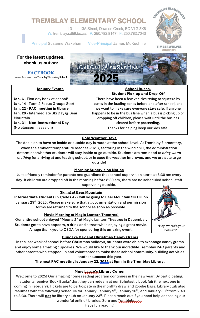 January 2025 Newsletter School District 59